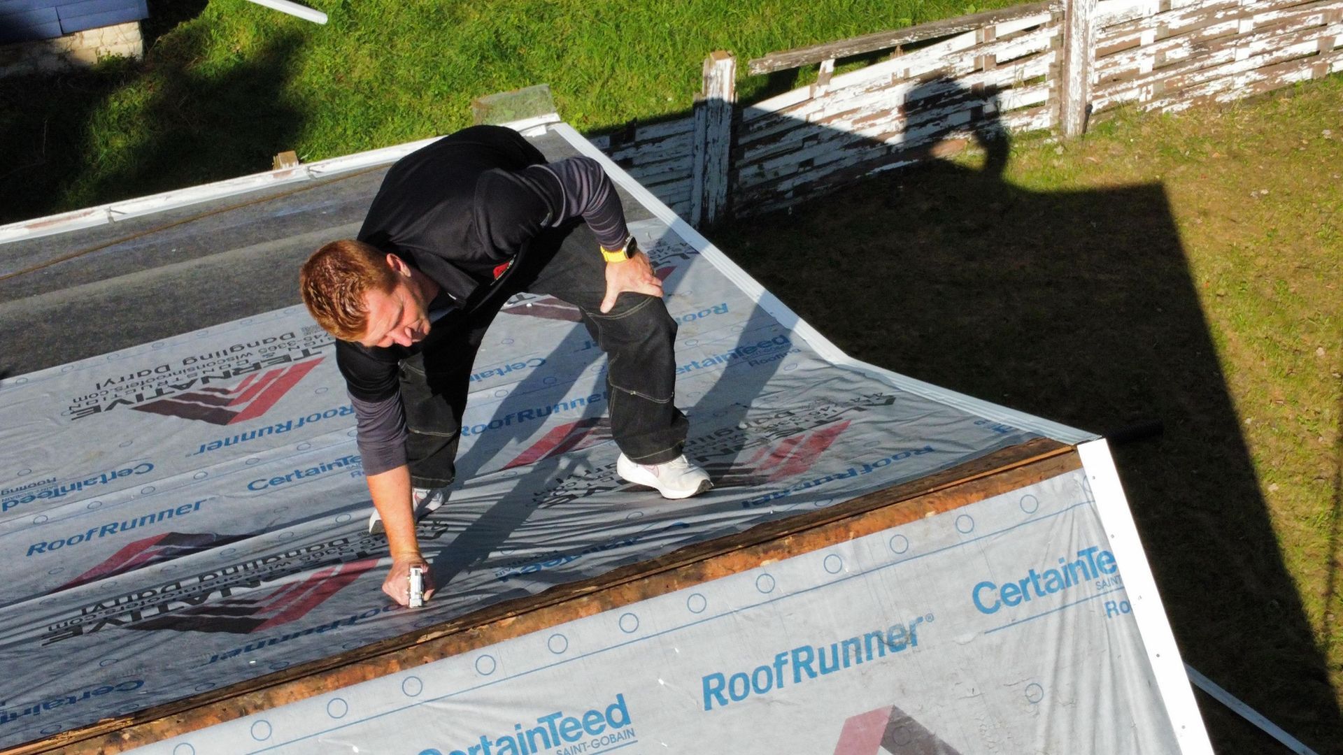Roof installation work in progress